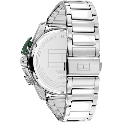 Tommy Hilfiger Herrenarmbanduhr, Stahlrückseite mit Gravur und Edelstahlband