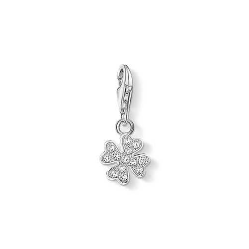 Pendentif Charm Trèfle à quatre feuilles avec pierres - Argent sterling 925
