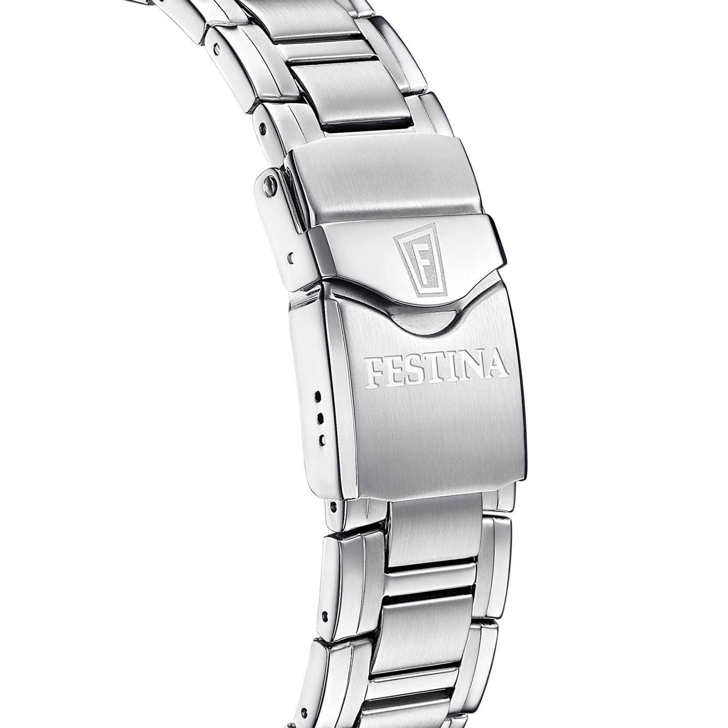 Festina Edelstahlarmband mit Verschluss und polierten Gliedern einer Herrenuhr