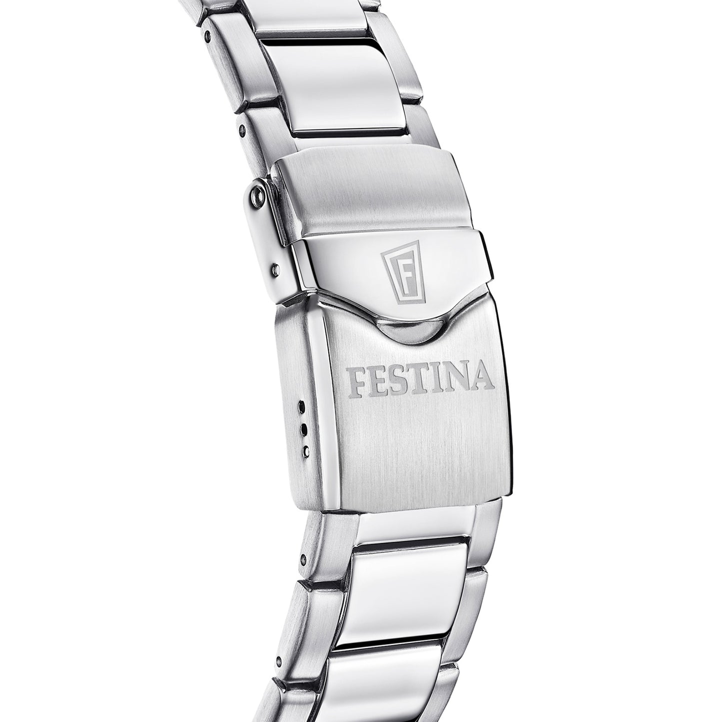 Festina Herrenuhr-Rückseite mit massiver Schließe aus Stahl, verschliffen