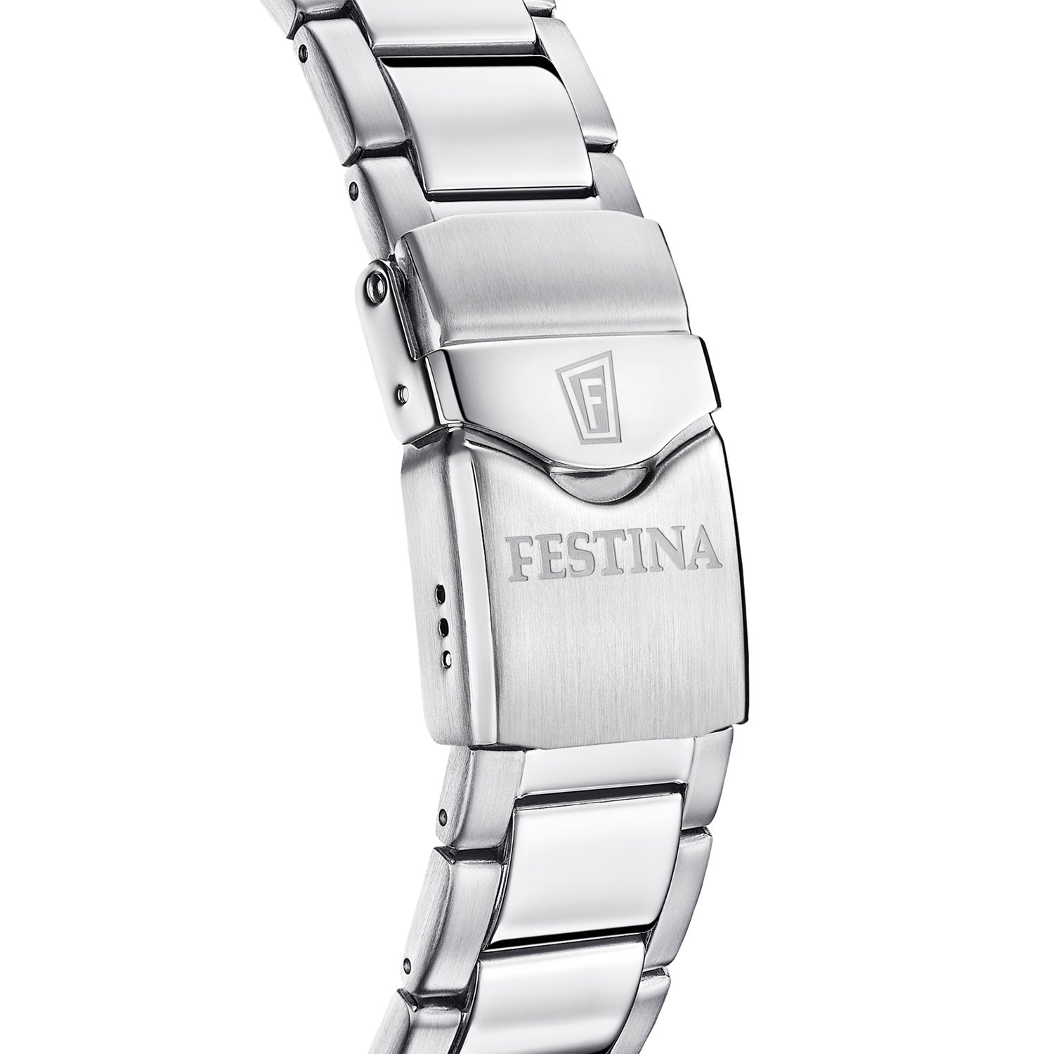 Festina Herrenuhr-Rückseite mit massiver Schließe aus Stahl, verschliffen