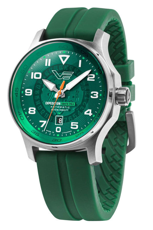 Vostok Europe Expedition South Pole Herrenuhr mit grünem Zifferblatt und Silikonarmband