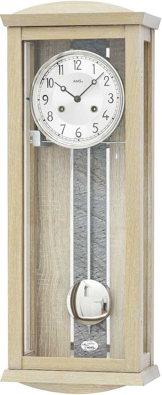 Horloge murale AMS 66x25x14 cm bois • Mouvement mécanique 14 jours • Sonnerie Bim-Bam