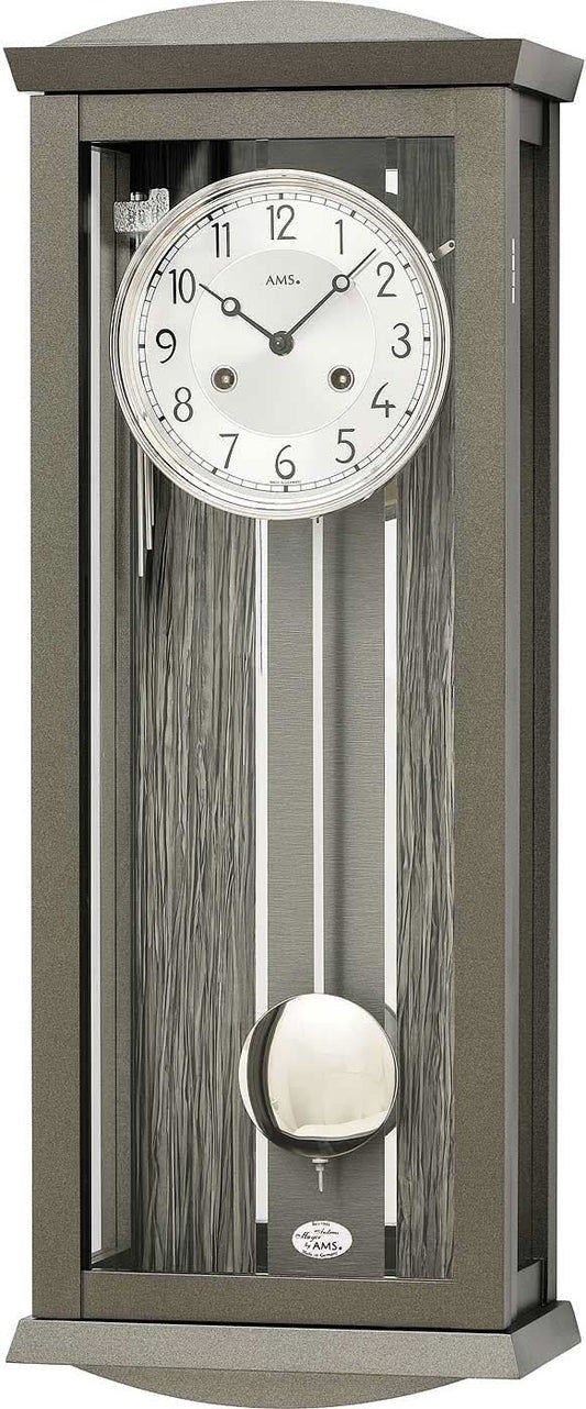 Horloge murale AMS 66x25x14 cm bois • Sonnerie mécanique Bim-Bam • Design moderne