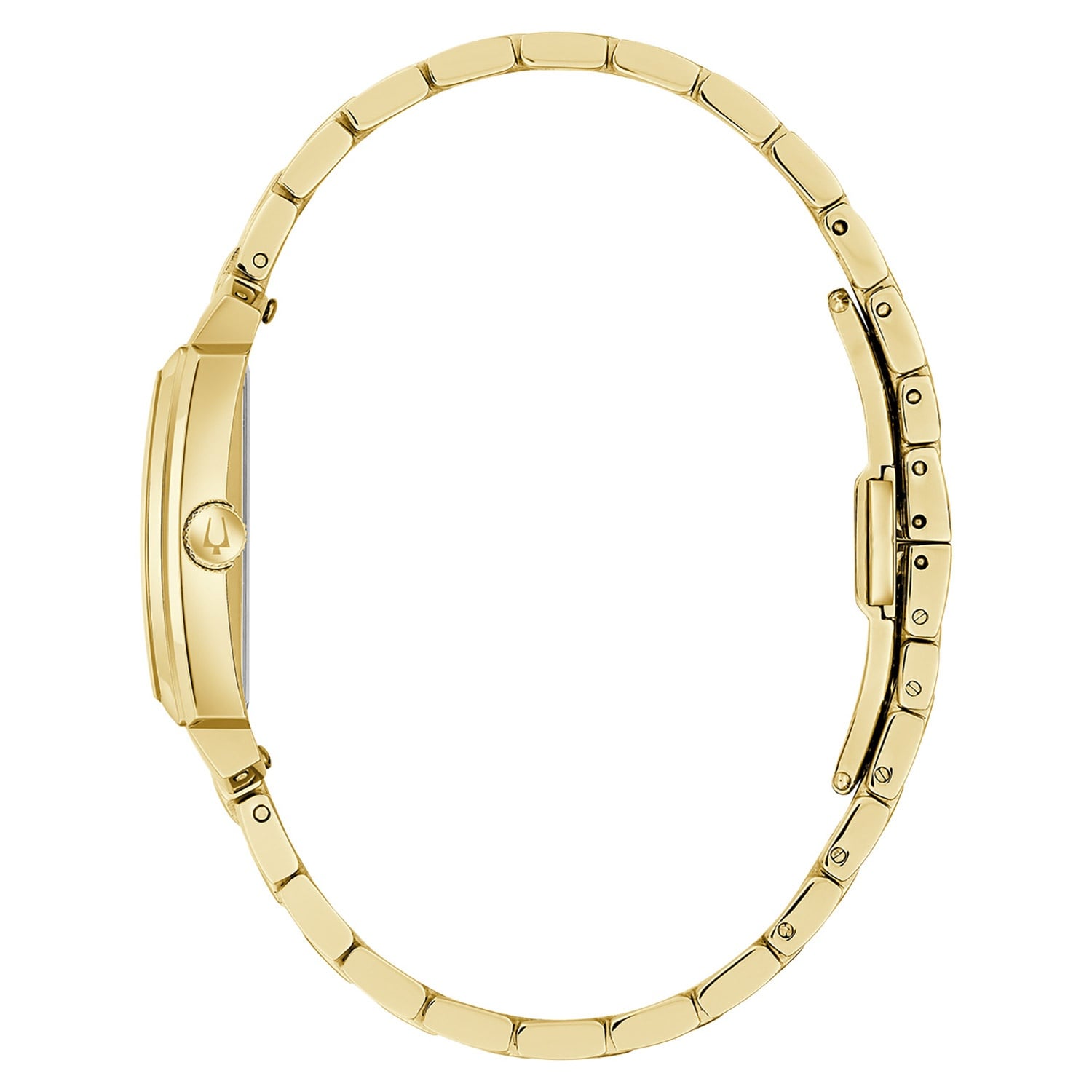 Bulova Damenarmbanduhr, goldfarbenes Gehäuse mit Gliederarmband