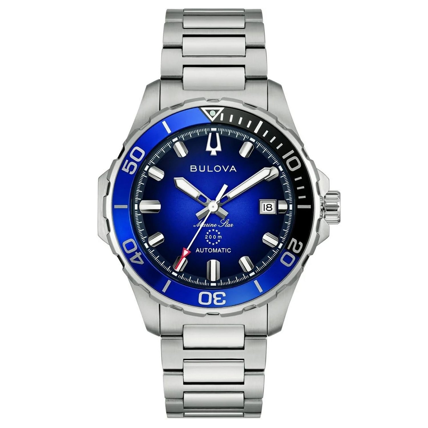 Herrenarmbanduhr Bulova mit blauem Zifferblatt, Saphirglas und Stahlband