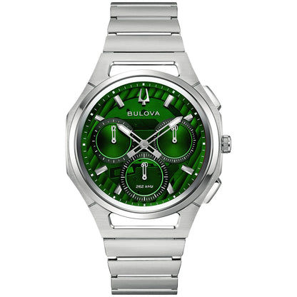 Bulova Herrenarmbanduhr mit grünem Zifferblatt, Edelstahlarmband und Saphirglas