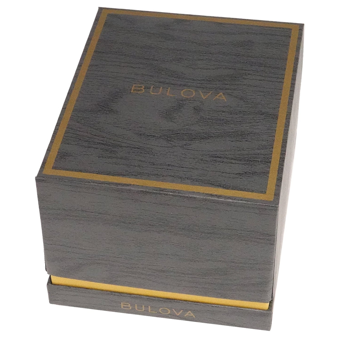 Uhrbox mit dunklem Design und goldfarbenem Bulova-Schriftzug, rechteckige Geschenkverpackung