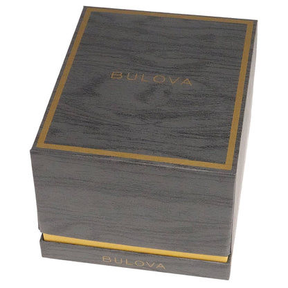 Uhrbox mit dunklem Design und goldfarbenem Bulova-Schriftzug, rechteckige Geschenkverpackung