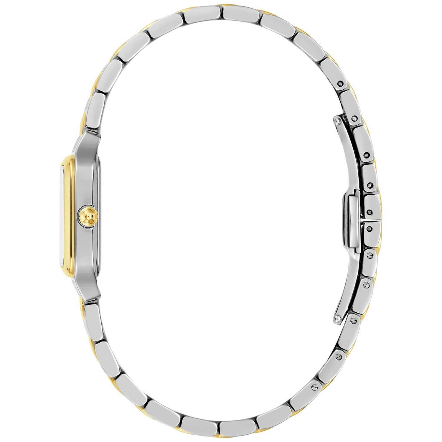Bulova Damenuhr: zweifarbiges Metallarmband mit silbernen und goldenen Gliedern