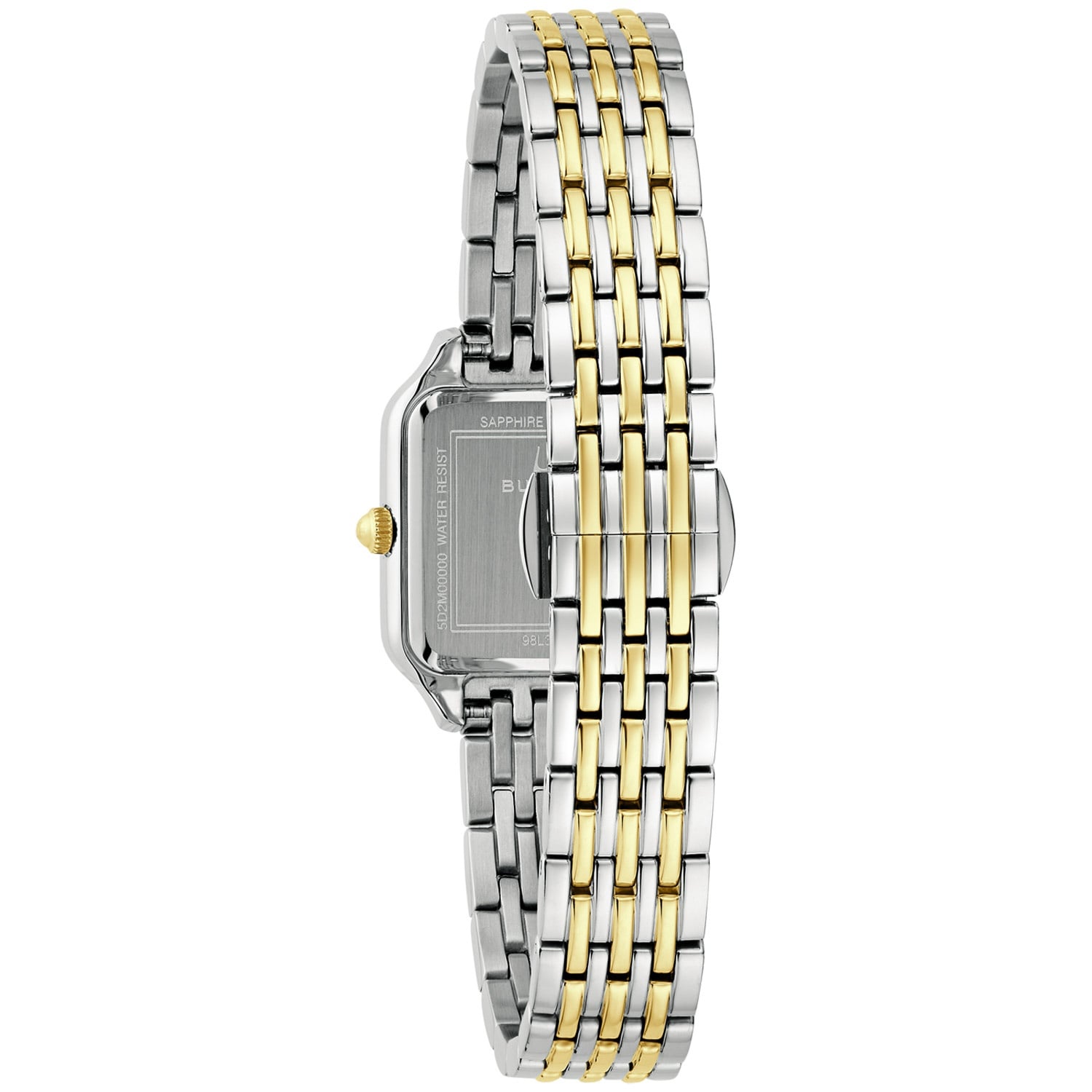 Bulova Damenuhr mit zweifarbigem Metallband; Saphirglas auf der Gehäuserückseite