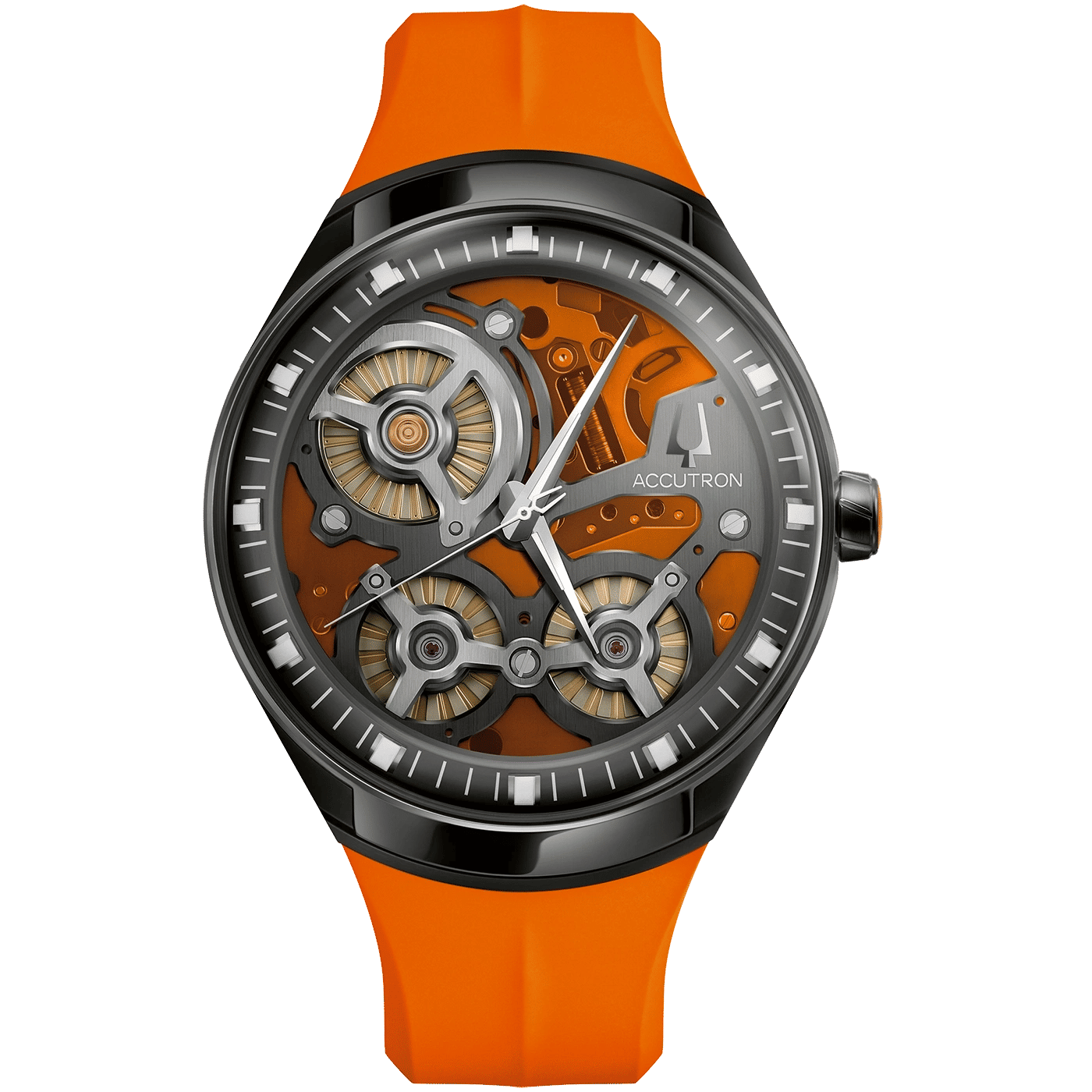 Bulova Accutron DNA Casino 28A205 Herrenuhr Orange • Saphirglas • Limitierte Edition