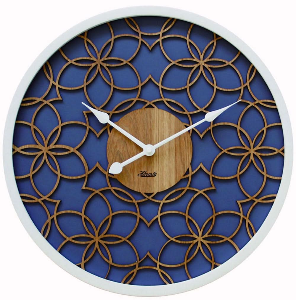 Horloge murale Hermle 40 cm Ø bois • Design 3D moderne • Mouvement à quartz précis