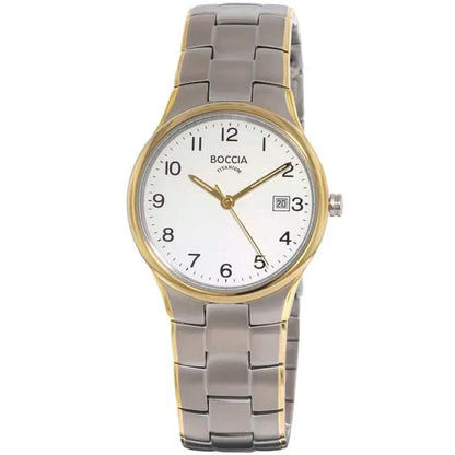 Boccia Damenarmbanduhr Bicolor mit weißem Zifferblatt, Datumsanzeige bei 3 Uhr