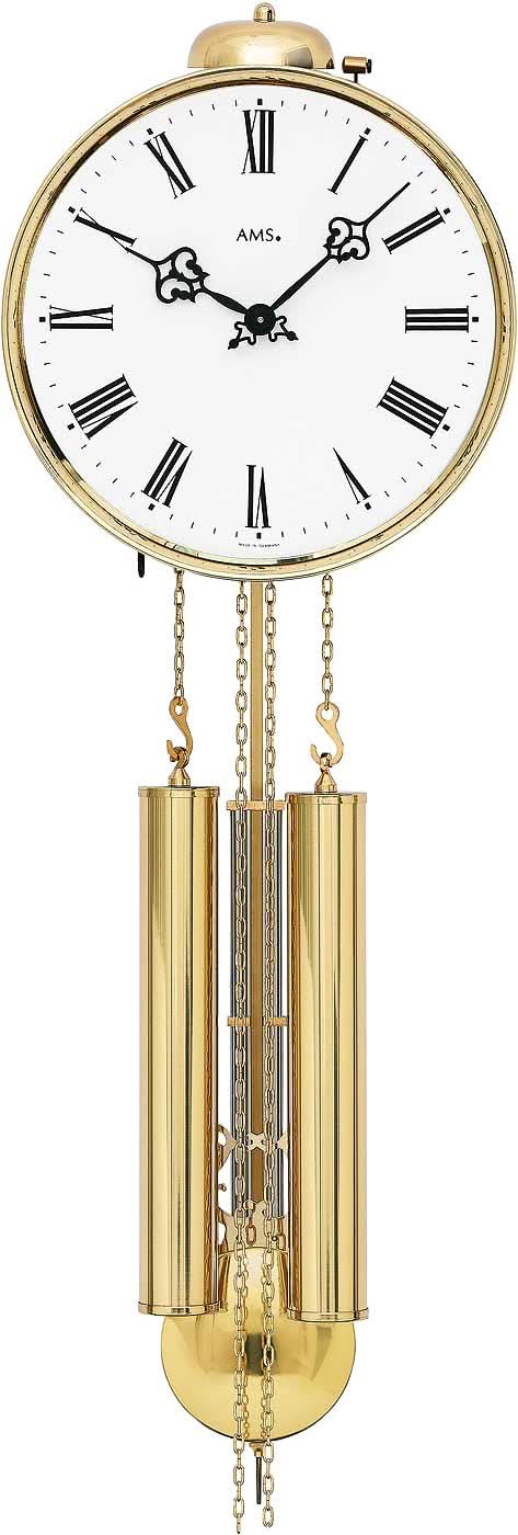 Horloge murale AMS 50x20x10 cm laiton • Mouvement mécanique de 8 jours • Gong circulaire & sonnerie des heures