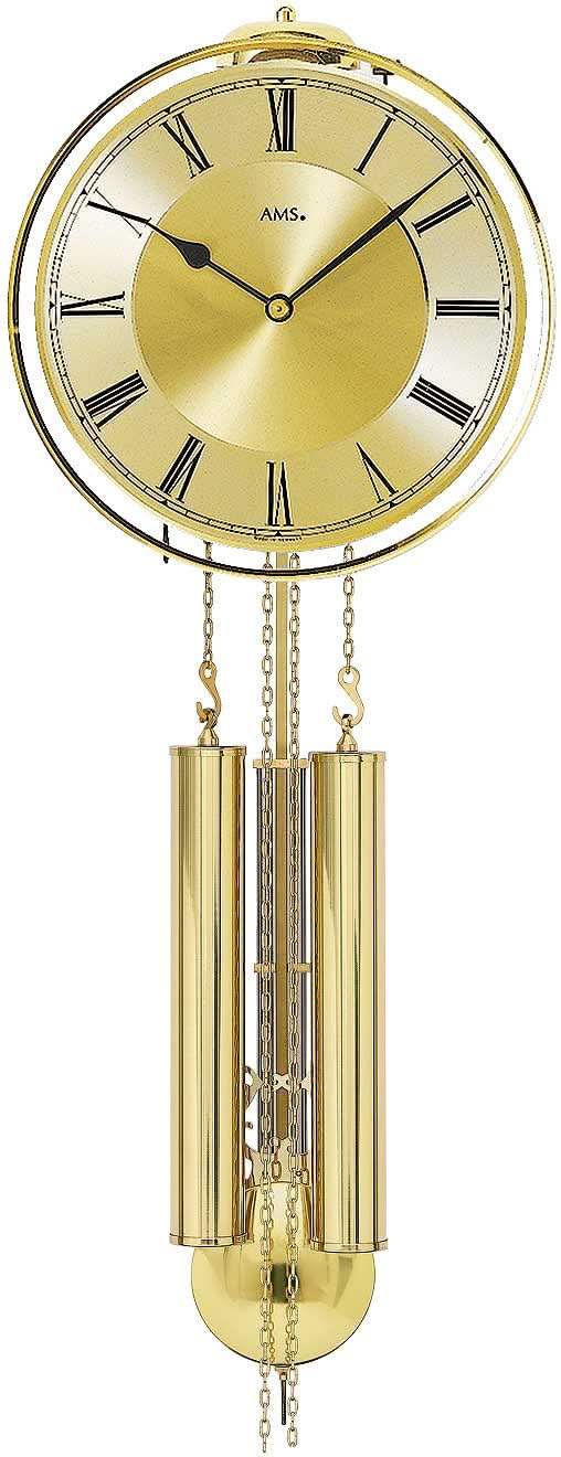 Horloge murale AMS 22 cm Ø Laiton • Mouvement mécanique de 8 jours • Sonnerie avec mélodie Bim-Bim