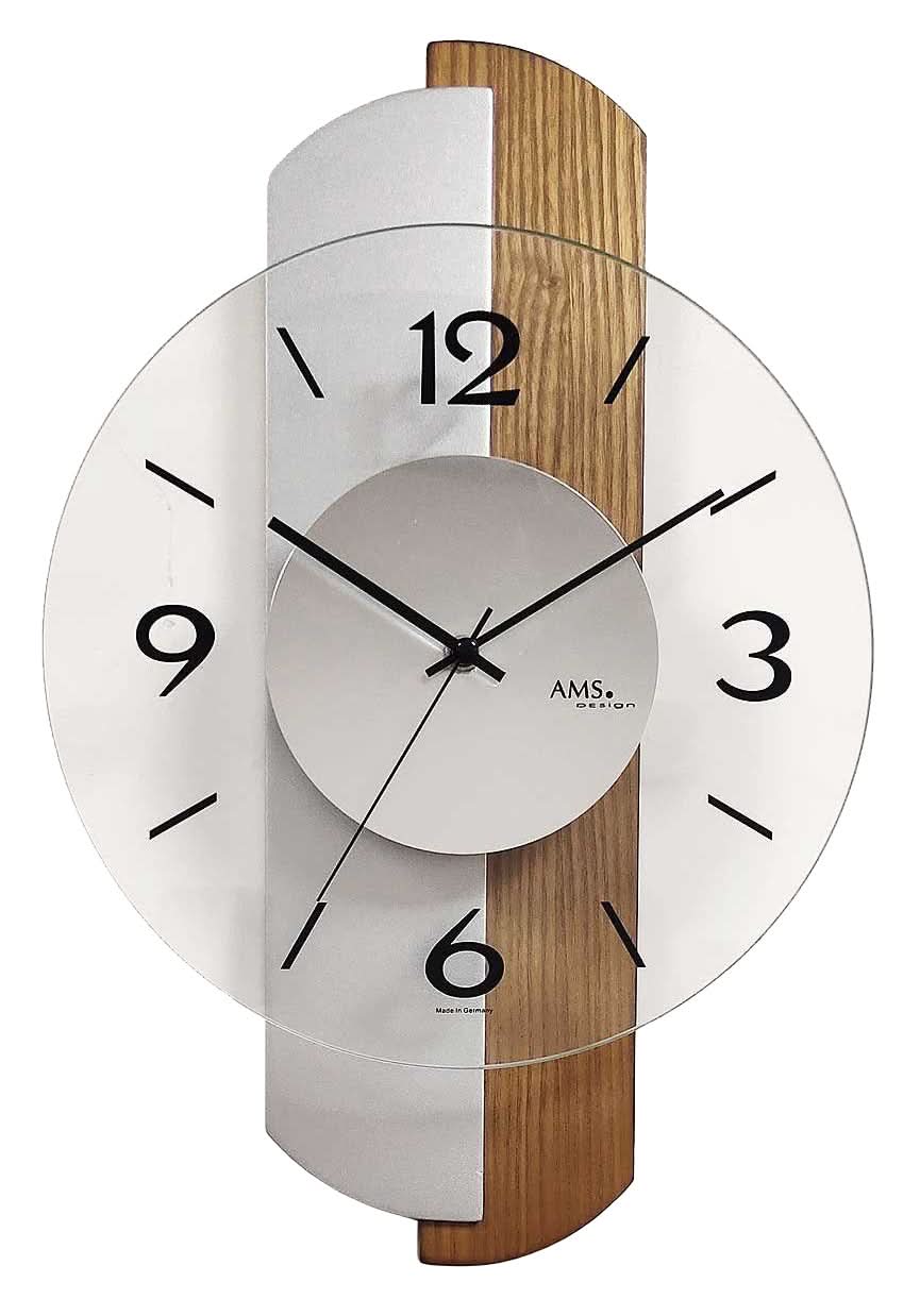Horloge murale AMS 42x27x6 cm bois • Design moderne • Mouvement à quartz précis
