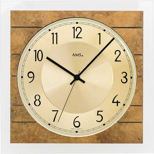 Horloge murale AMS 25x25 cm bois • Mouvement radio-piloté • Design intemporel