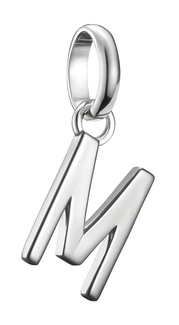 Silberner Charm-Anhänger Buchstabe M mit Öse