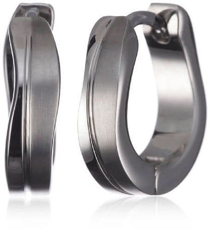 Boucles d'oreilles créoles pour femme en acier inoxydable, couleur argent, finition polie.