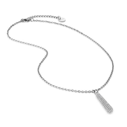 Collier en argent avec chaîne fine et long pendentif scintillant