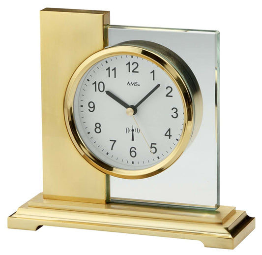 Horloge de table AMS 16x17x6 cm métal • Mouvement radio-piloté • Design moderne