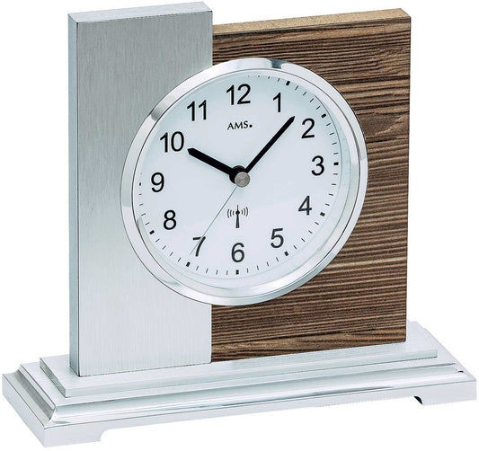 Pendule de table AMS 16x17x6 cm Métal • Radio-pilotée • Design moderne