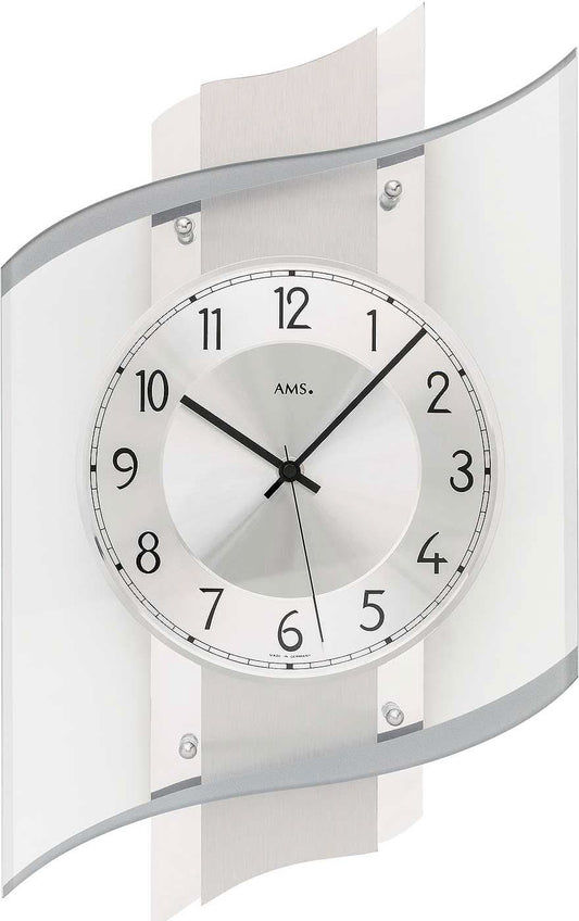 Horloge murale AMS 48x29x8 cm bois • Mouvement radio-piloté précis • Design moderne