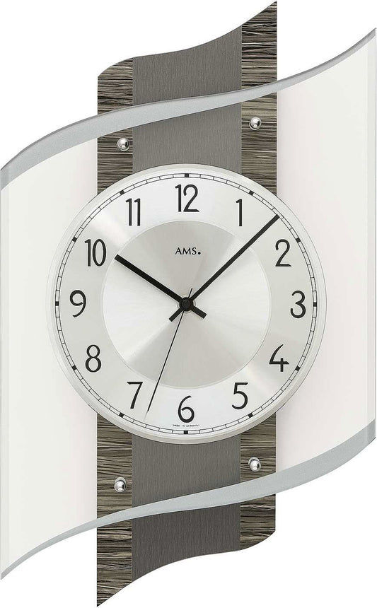 Horloge murale AMS 48 cm bois • Radio-pilotée • Design moderne