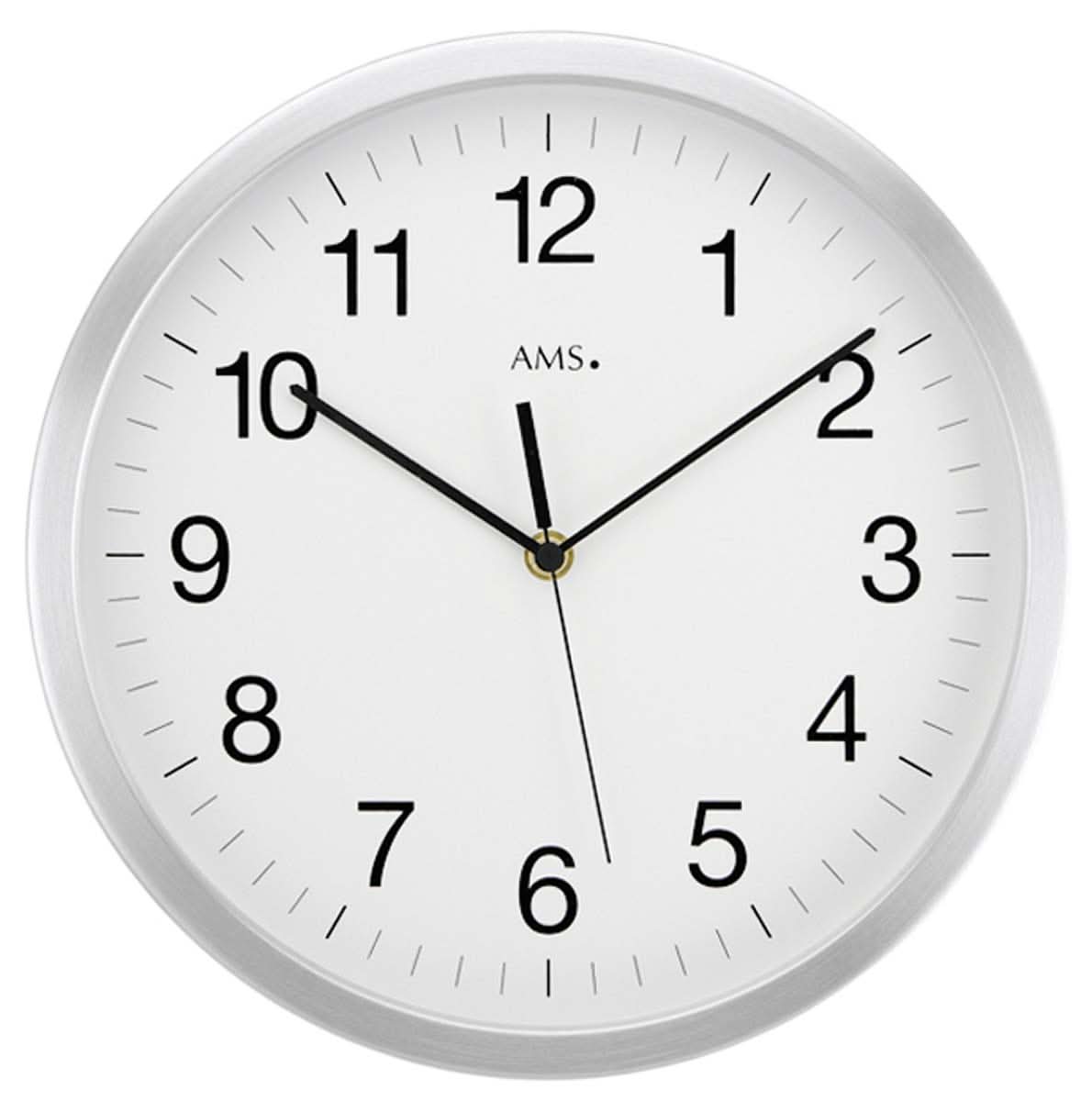 Horloge murale AMS 40x40x5 cm aluminium • Radiopilotée • Mouvement à quartz précis