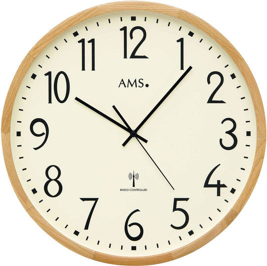 Horloge murale AMS 40 cm Ø bois • Radiopilotée • Made in Germany
