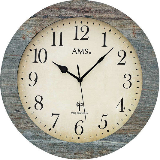 Horloge murale AMS 35x35x5 cm bois • Mouvement radio-piloté précis • Design moderne