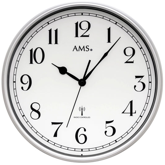 Horloge murale AMS 32 cm Ø Métal • Mouvement radio-précis • Design élégant