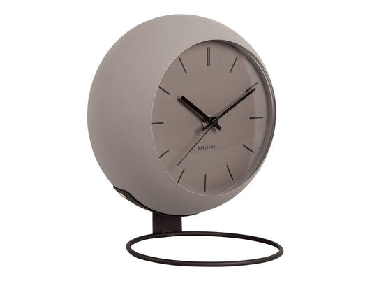 Horloge de table avec globe gris foncé et anneau de support noir