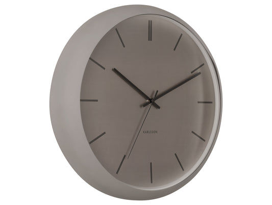 Horloge murale avec cadran gris et cadre noir, ronde