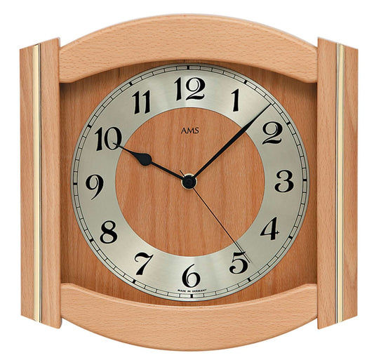 Horloge murale AMS 27x27x5 cm bois • Silencieuse • Radio-pilotée