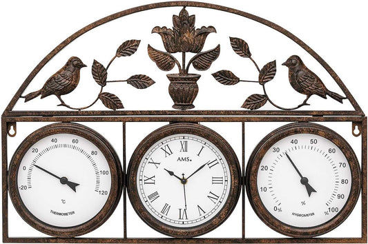 Horloge murale AMS 44x66x5 cm métal • Mouvement radio-piloté précis • Avec température et humidité