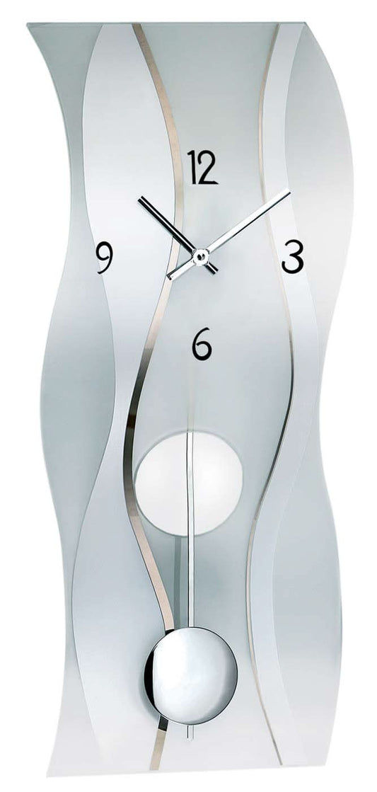Horloge murale AMS 60x25x7 cm verre • Mouvement à quartz silencieux • Design moderne