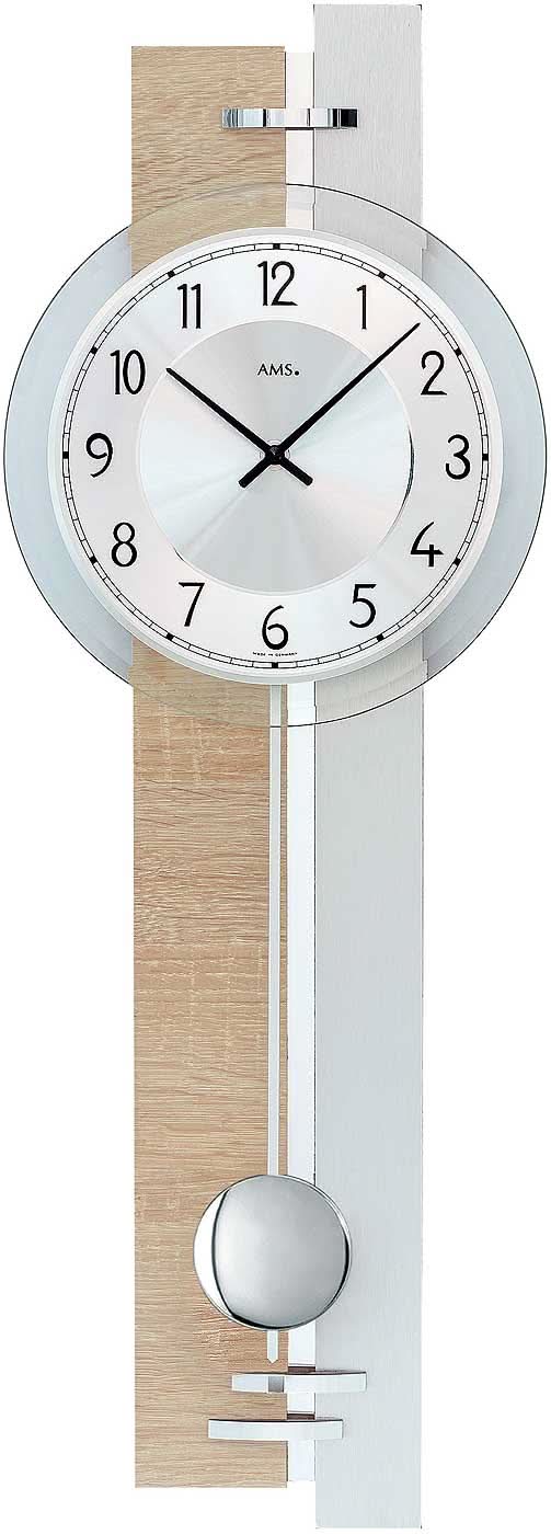 Horloge murale AMS 67x23x7 cm bois • Design moderne • Mouvement à quartz précis