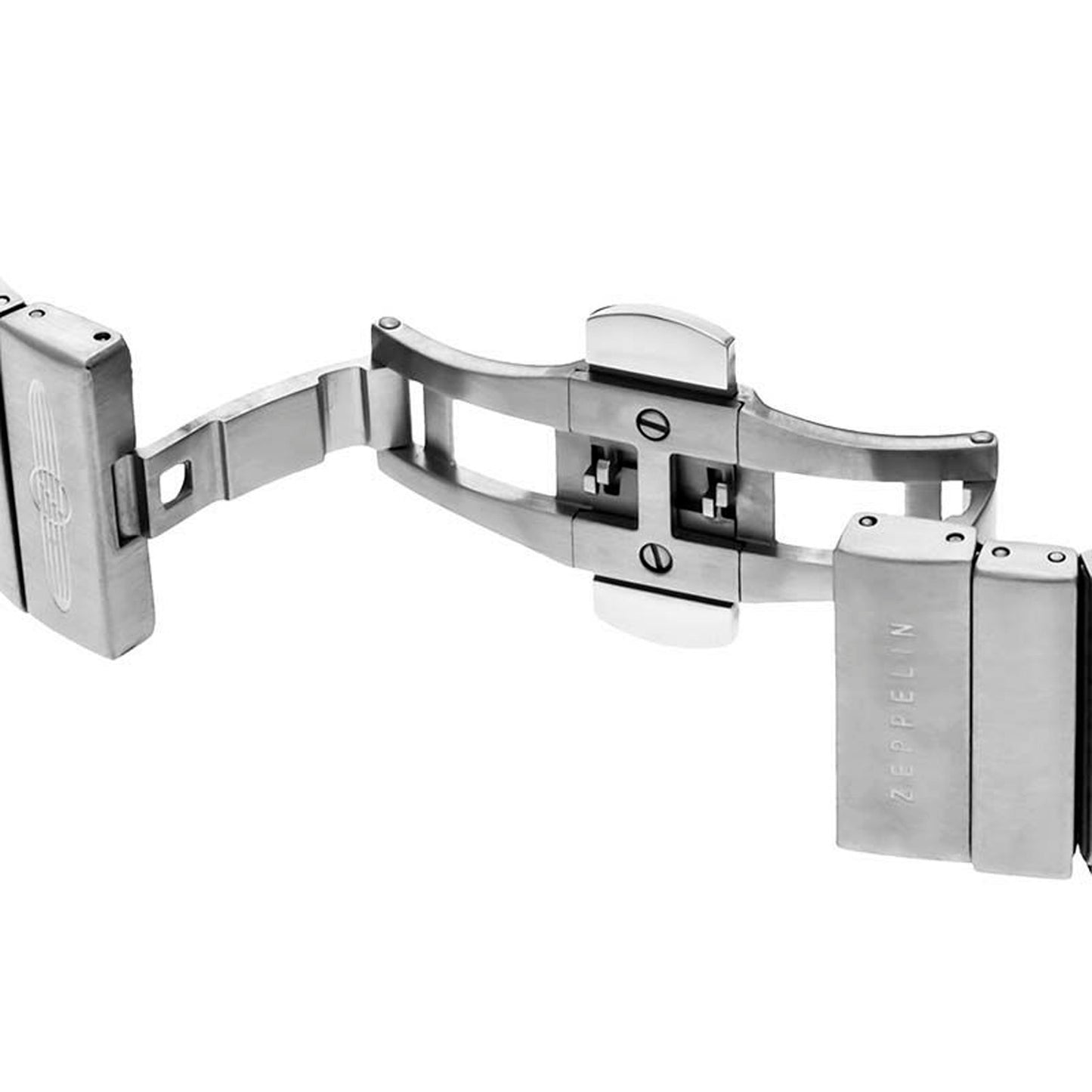Silberne Armbanduhr mit Metall-Gliederarmband und Schließe