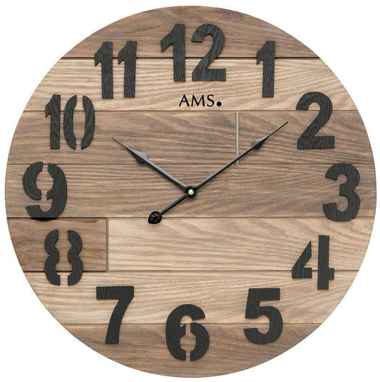 Horloge murale AMS 50x50x5 cm bois • Mouvement à quartz silencieux • Design élégant en bois