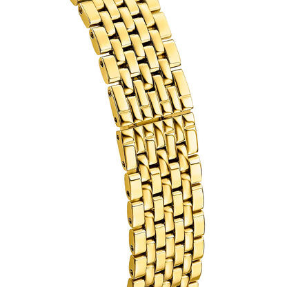 Damenuhr goldfarbenes Edelstahl-Uhrarmband mit fein geflochtenen Gliedern