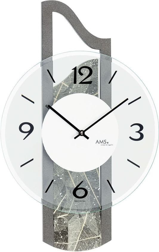 Horloge murale AMS 27x42x9 cm bois • Design moderne • Mouvement à quartz précis