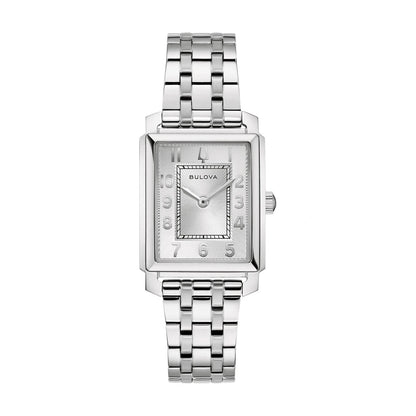 Bulova Sutton Damen-Armbanduhr: silberfarbenes Metallband, analoges Zifferblatt, Edelstahlgehäuse