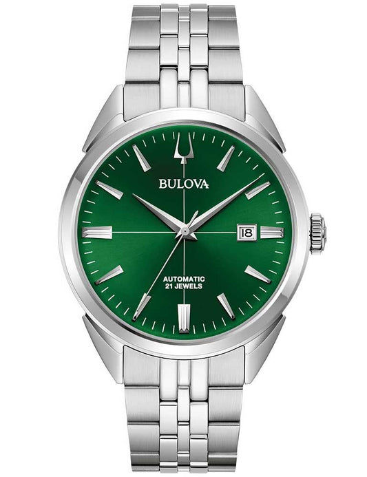 Męski zegarek automatyczny Bulova z zieloną tarczą i bransoletą ze stali szlachetnej