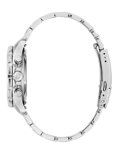 Edelstahlarmband einer Herrenuhr, seitliche Ansicht mit Drückern