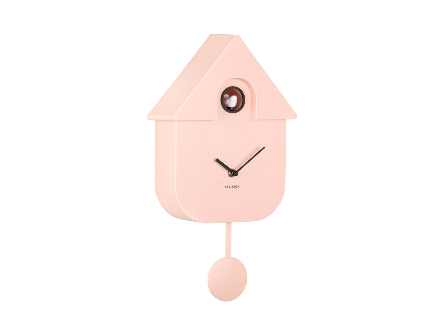 Horloge murale rose design maison avec fenêtre ronde et pendule