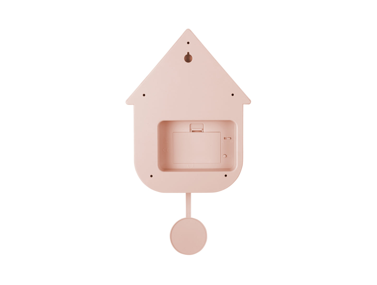 Fond de montre murale rose, design maison, avec compartiment à piles et suspension