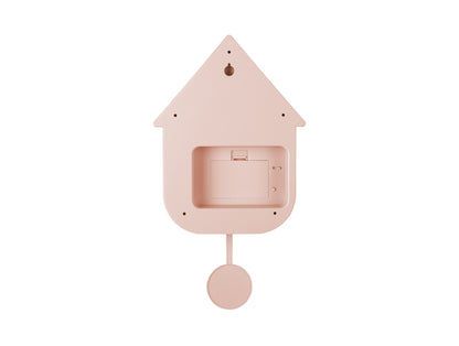 Fond de montre murale rose, design maison, avec compartiment à piles et suspension