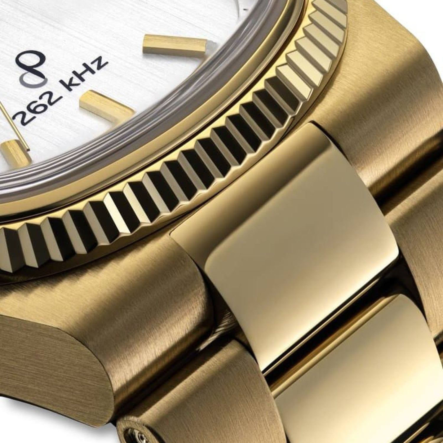 Herrenarmbanduhr Bulova: Nahansicht der goldfarbenen Lünette mit gerändeltem Rand